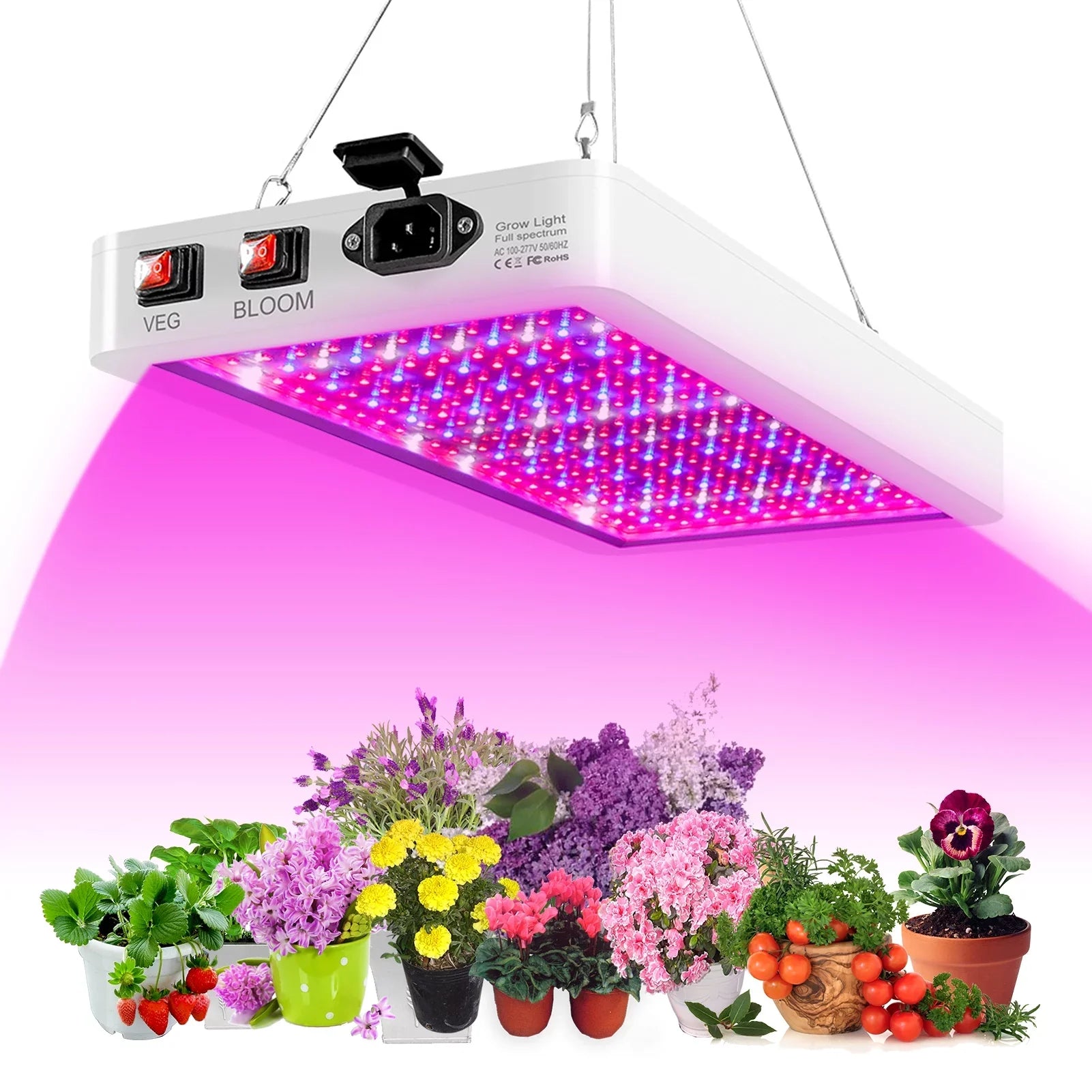 2000W  Grow Light for Indoor Plants 312 LEDs Full Spectrum Veg and Bloom Dual Switch  Waterproof Hanging Plant Growing Lamps for Seedlings Flowers Greenhouse