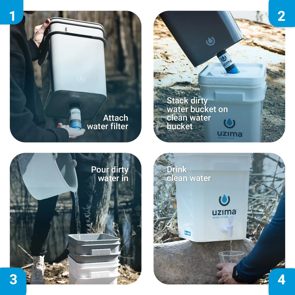 Uzima -2 camping water filter and drinking water filter system,  portable travel water filter alternative to water purification systems, water filter for camping, backpacking, and hiking