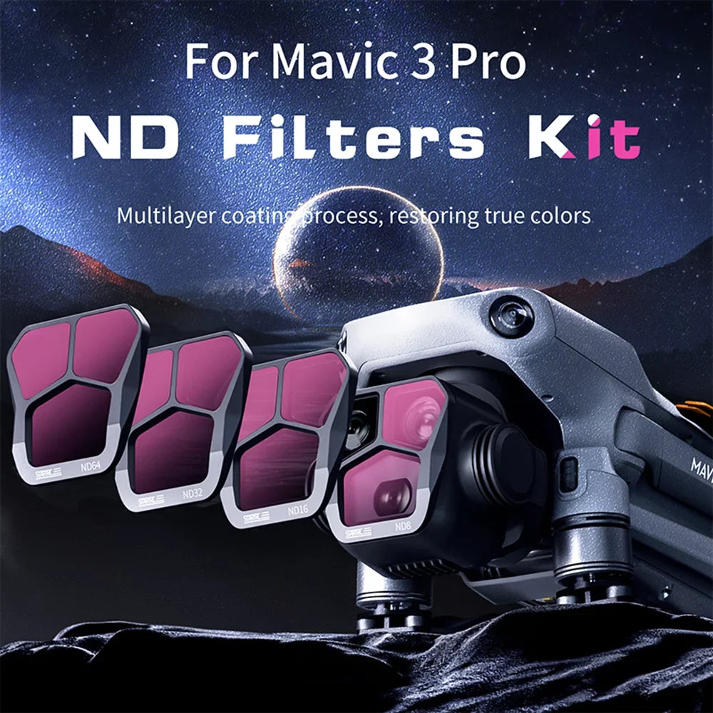moobody 4-Pack Filters /// Lens Filter Aluminum Material  Optical Glass Waterproof Scratch-tough -reflective Coatings Compatible with  Mavic 3 Pro