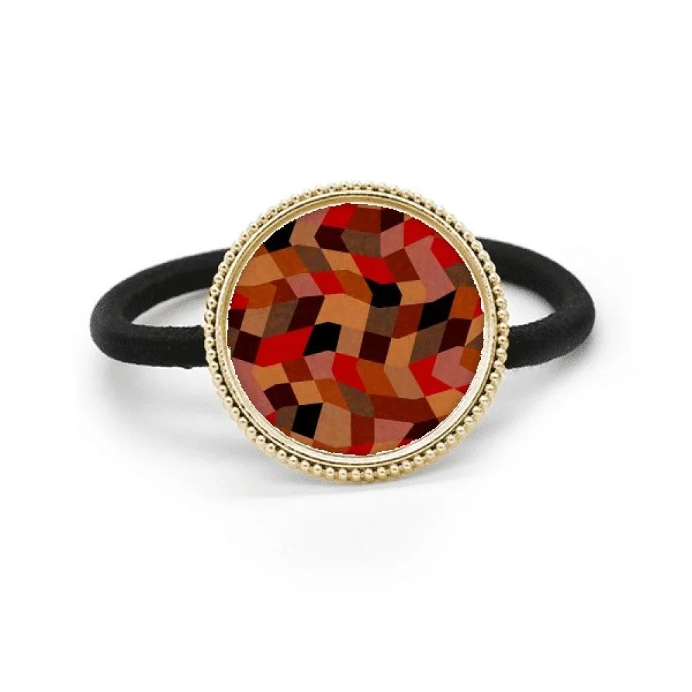 polygon tile colorful patterns silver metal hair tie and rubber band headdress
