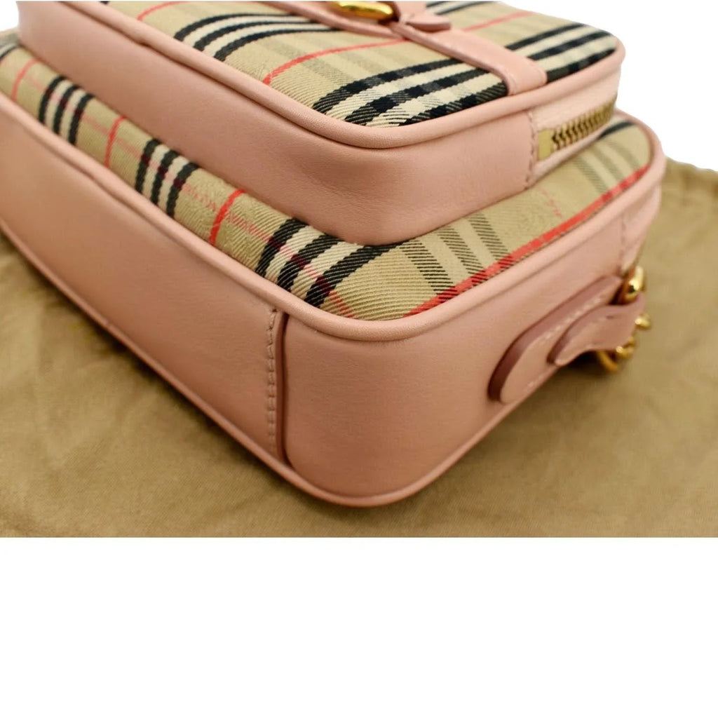 Pre-owned  1983 Knight Check Link Crossbody Camera Bag Light Pink