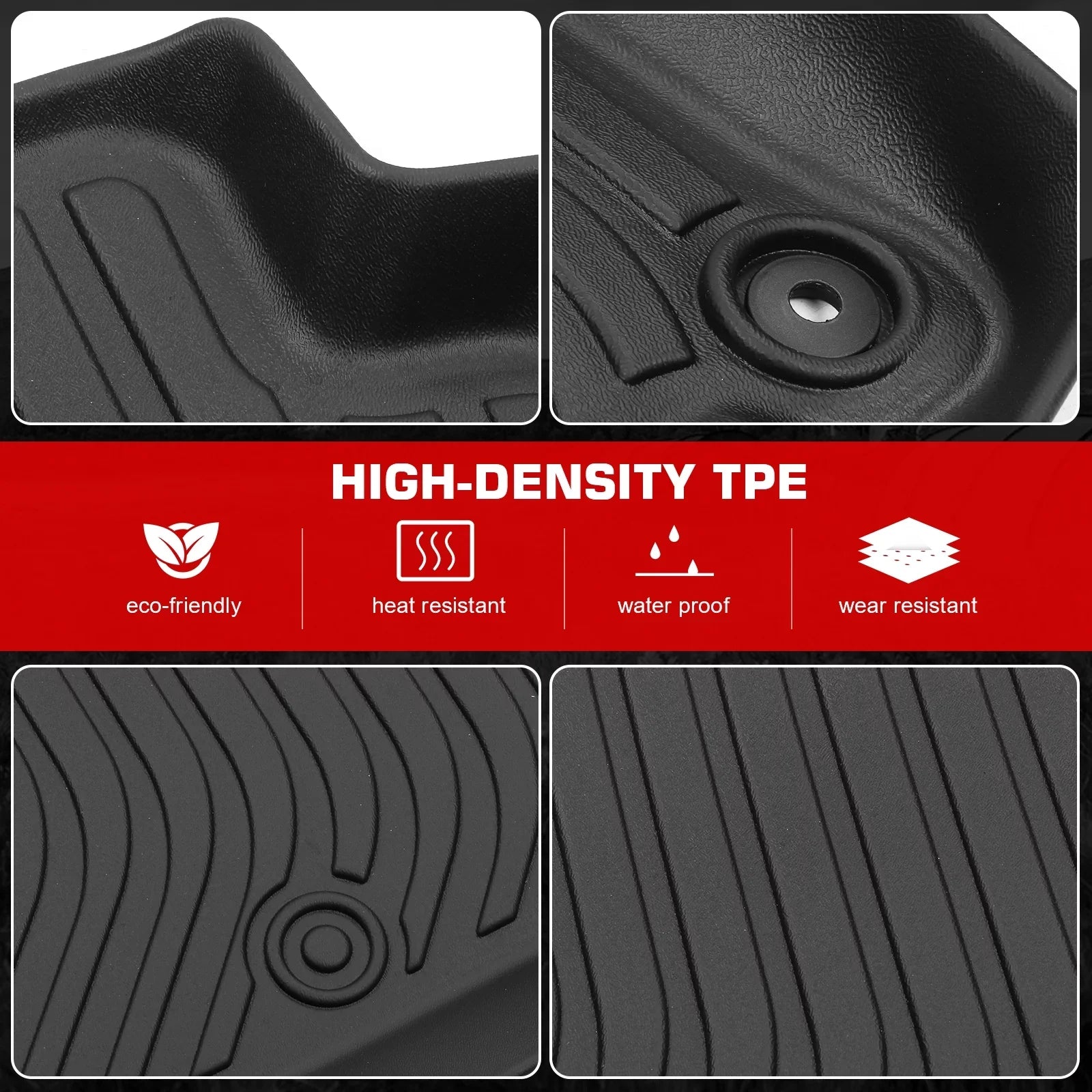Ikon Motorsports 3D  Floor Mats + Trunk Mat, Compatible with 2022-2024 Honda Civic Black All Weather Waterproof Anti-Slip Floor Liners Front & 2nd Row Full Set Interior Storage Cover Accessories