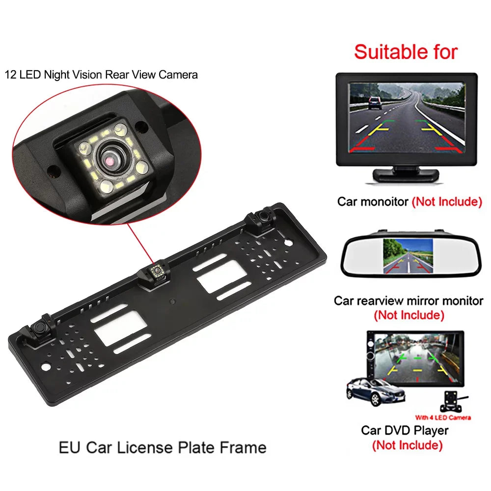 Abody European License Plate Frame Backup Camera 12  Rear View Camera with Reversing System Parking Sensor