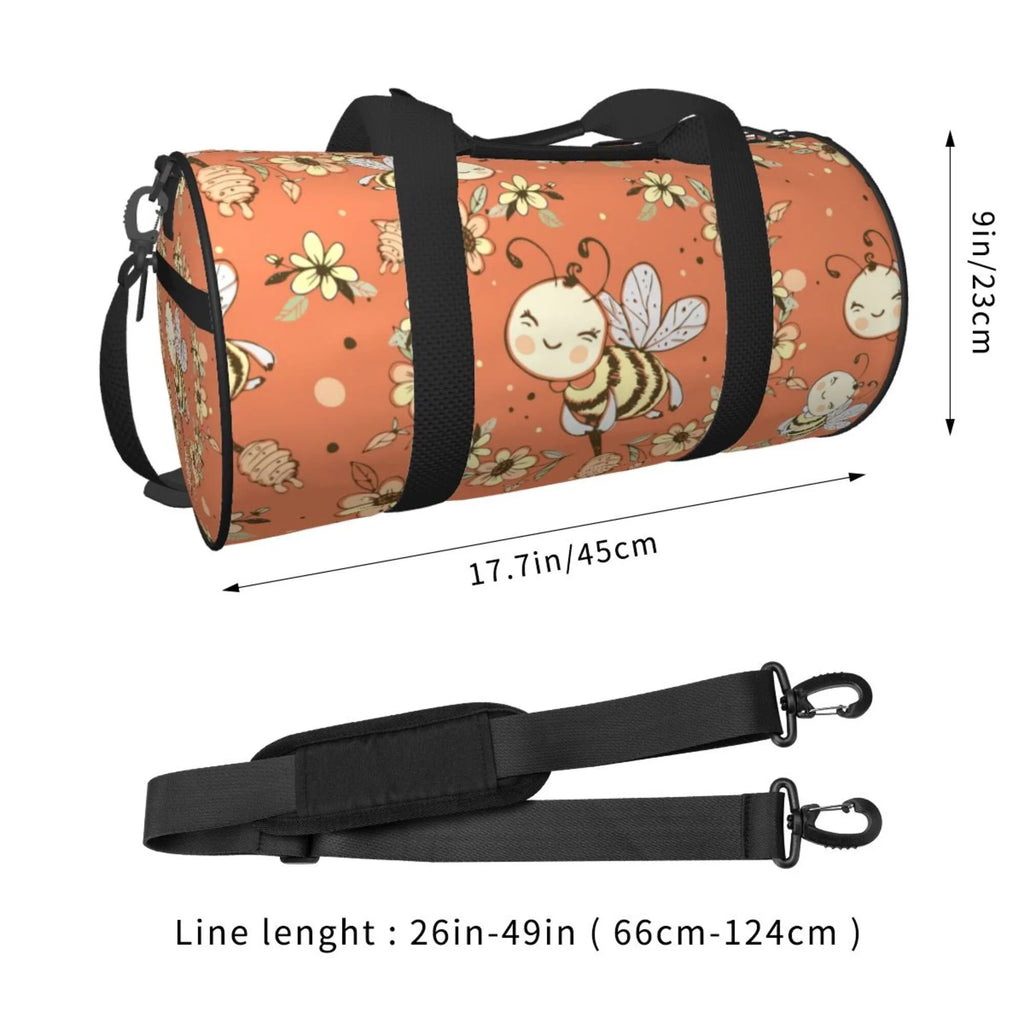 Fantasy Cute Honeybees Travel Duffle Bag, Sports Tote Gym Bag Weekenders Bags for Women Men