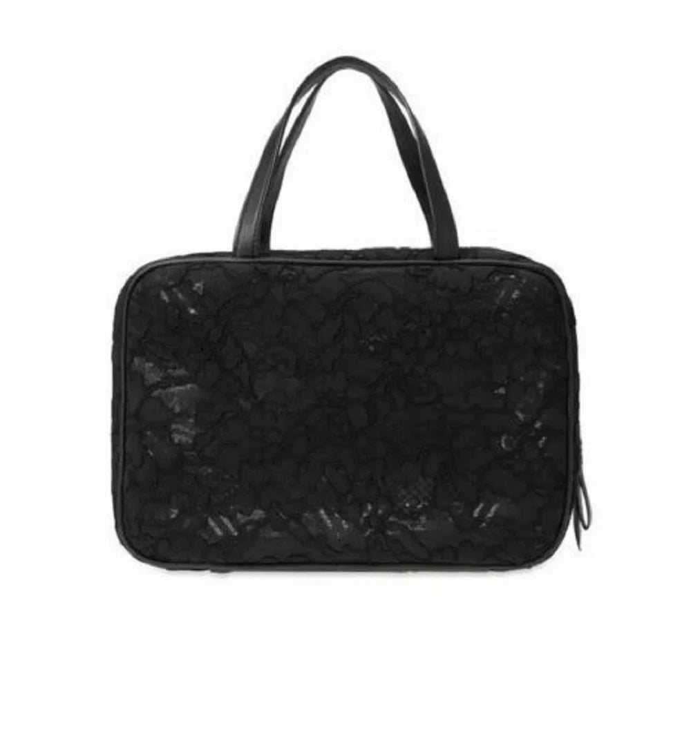 Victoria's Secret Floral Lace Jetsetter Travel Case Bag Black & Clear Cosmetics