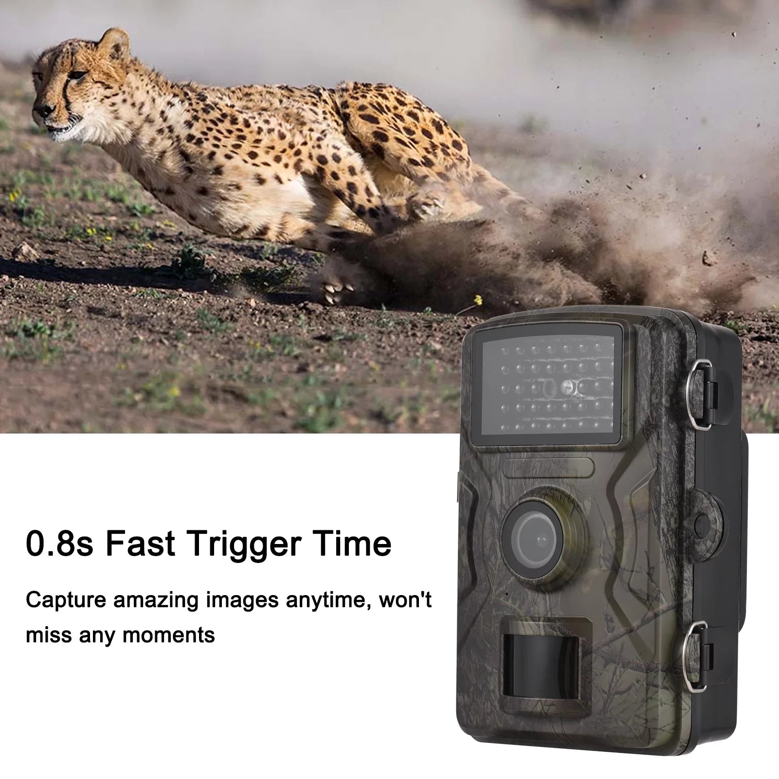 Eccomum 1080P Trail Camera 16MP Wildlife Camera Tracking Camera with 2.0 Inch  Color Screen 0.8s Trigger Time Supports Infrared Night Vision Motion Activated  Waterproof