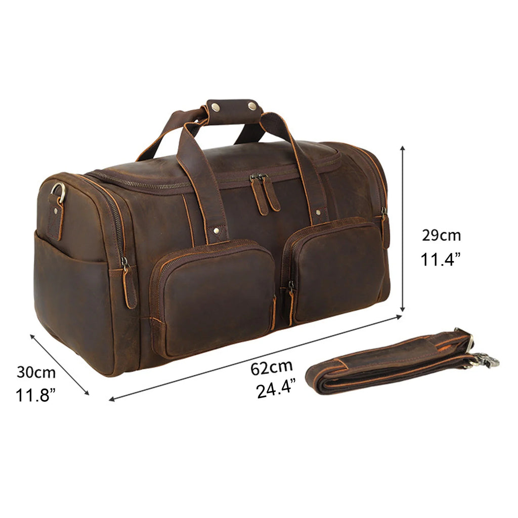 Full Grain Leather Duffle Bag, Travel Bag, Shoulder Bag