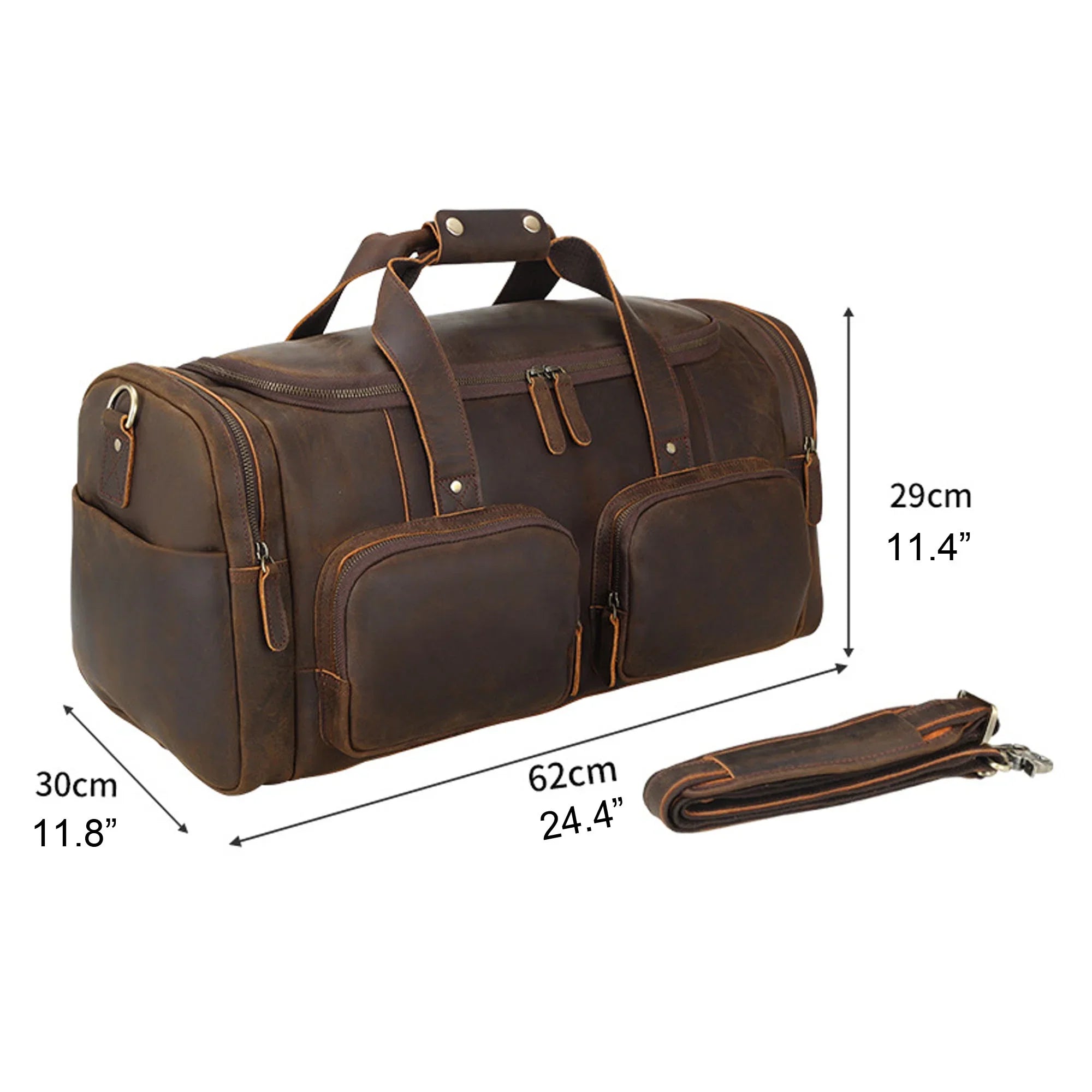 Full Grain Leather Duffle Bag, Travel Bag, Shoulder Bag