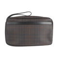 Pre-Owned  Burberry Second Bag  Leather Dark Brown Plaid Clutch (Good)