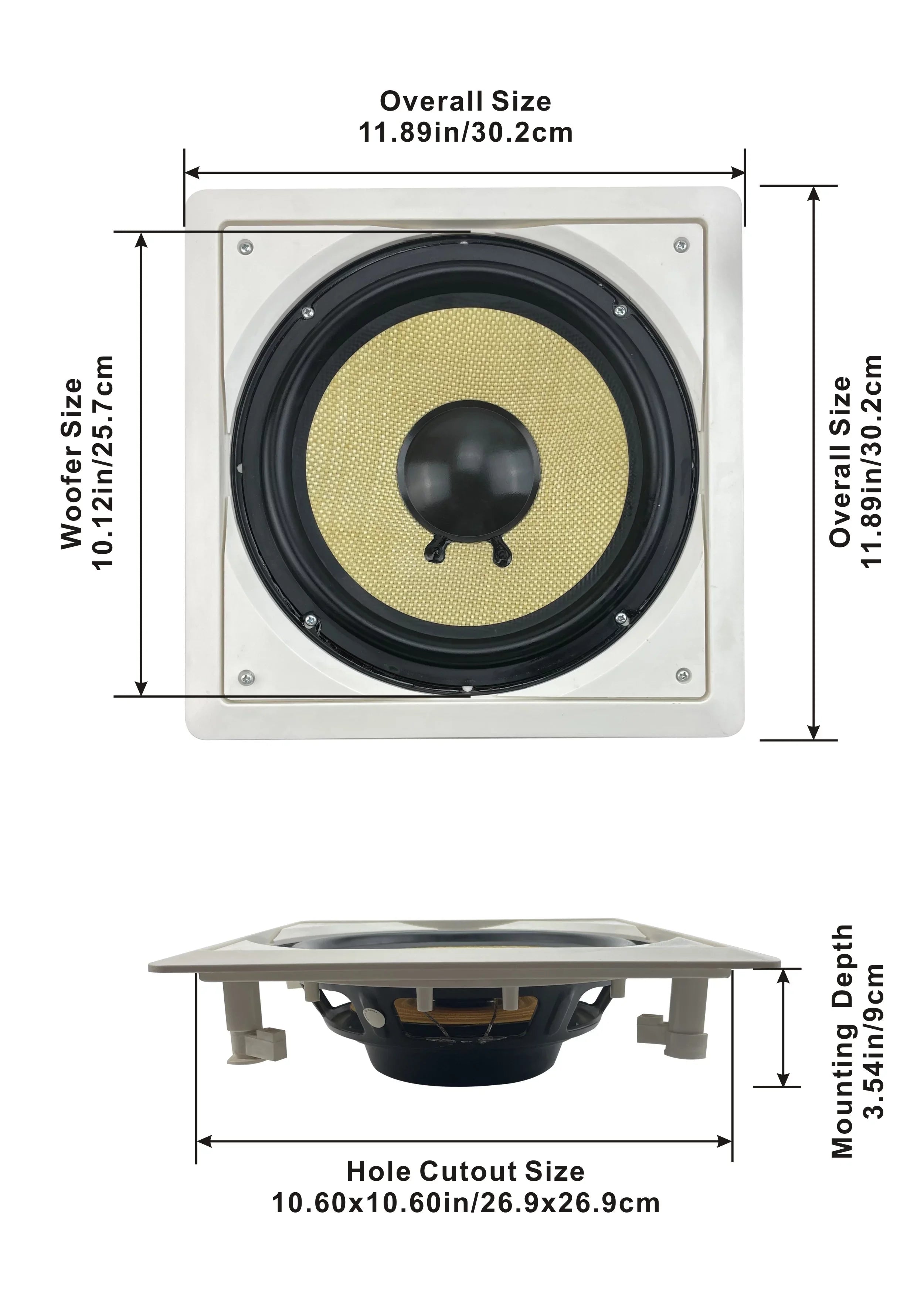 Acoustic Audio - Flush Mount Subwoofers with 10" Speaker and Amps 4 Pack
