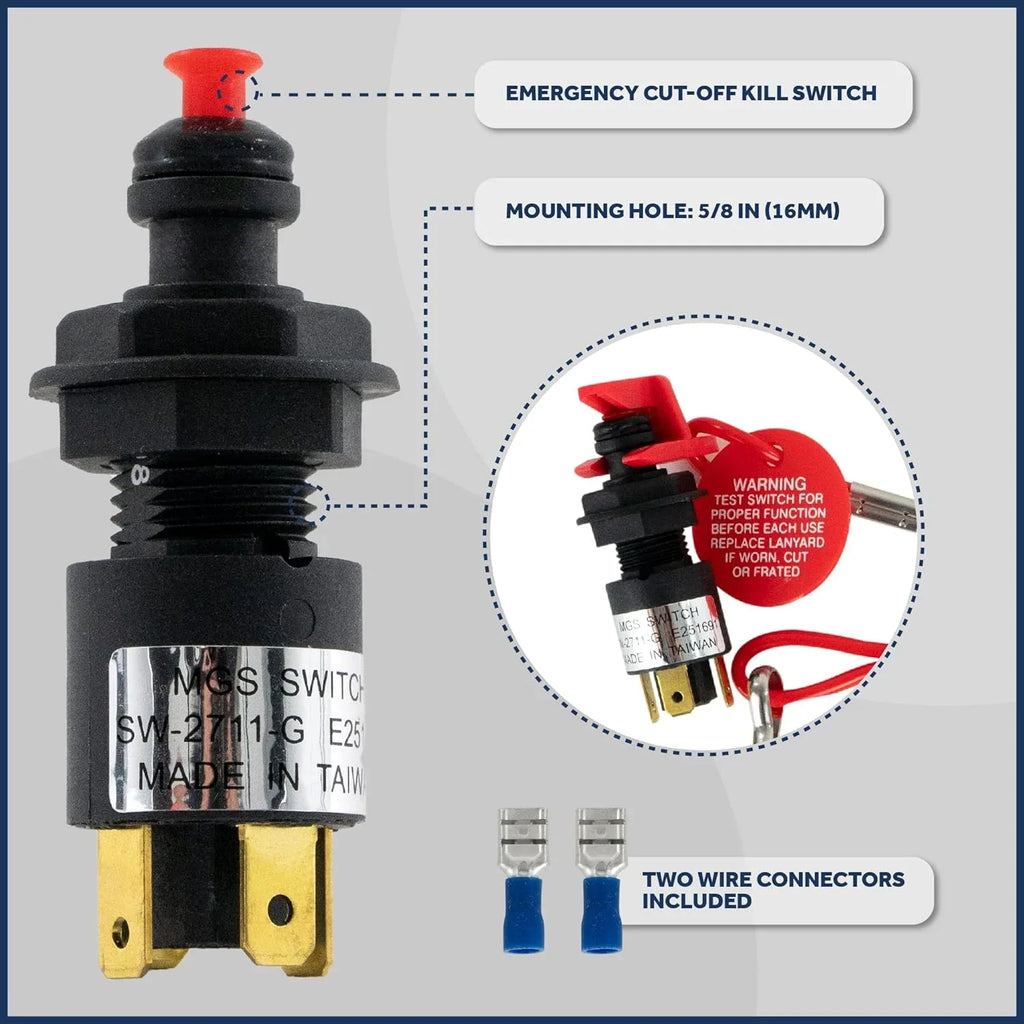 Five Oceans Marine Universal Emergency Cut-Off Switch, Kill Switch, Engine Shut-Off Switch 12VDC, Coil Extendable Lanyard, Snap Hook and Red Buoy, for Jet Ski, Inflatable Boats, ATVs -