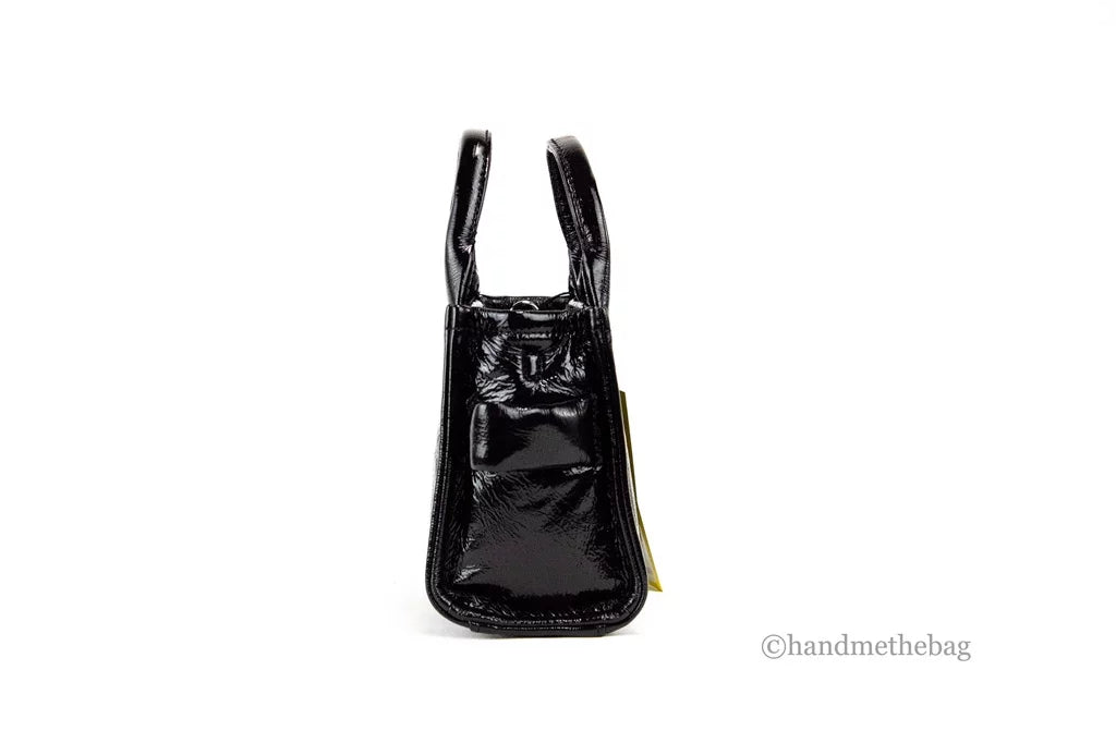 Marc Jacobs The Shiny Crinkle Micro Tote Black Leather Crossbody Bag Handbag