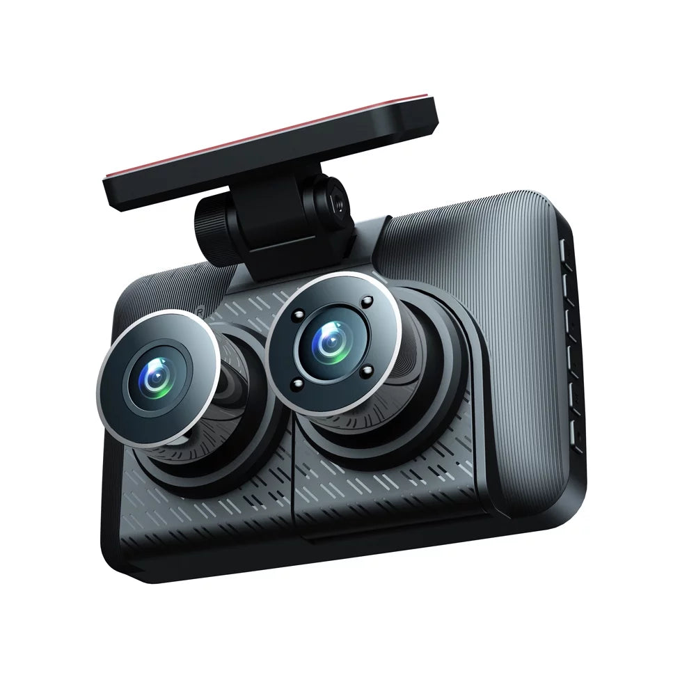 Htovila 3 Cameras Dash Cam 4in Clear Car Rearview Mirror Car Video Recording Wide Angle Car Recorder Auto Safety Driving Recorder