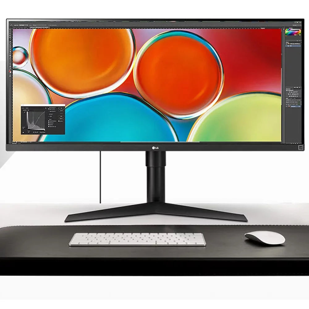 Open Box  34WP65G- UltraWide Monitor 34" 21:9 Full  (2560 x 1080)  Display,  DisplayHDR 400,  FreeSync, Height and Tilt Adjustable Stand - Black