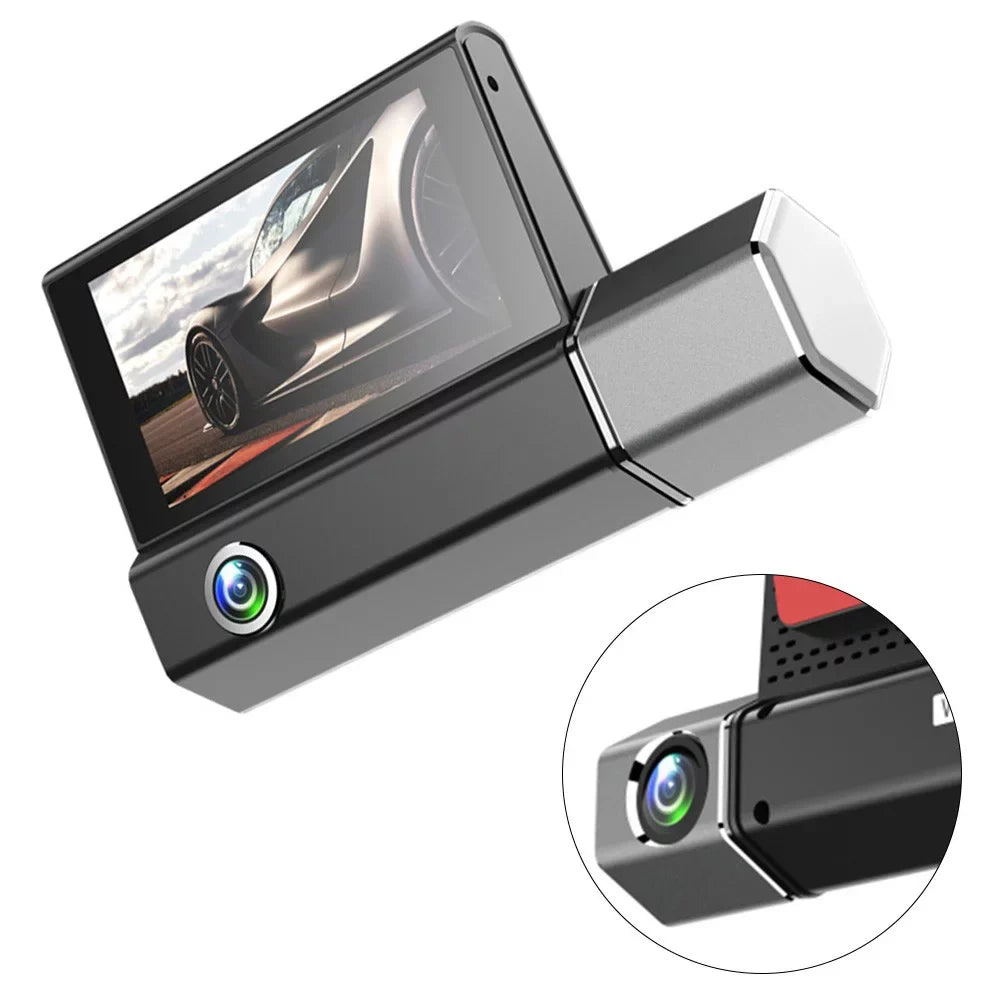 Car  Dash Cam Front And Inside And Rear Camera Video Recorder Dual Lens