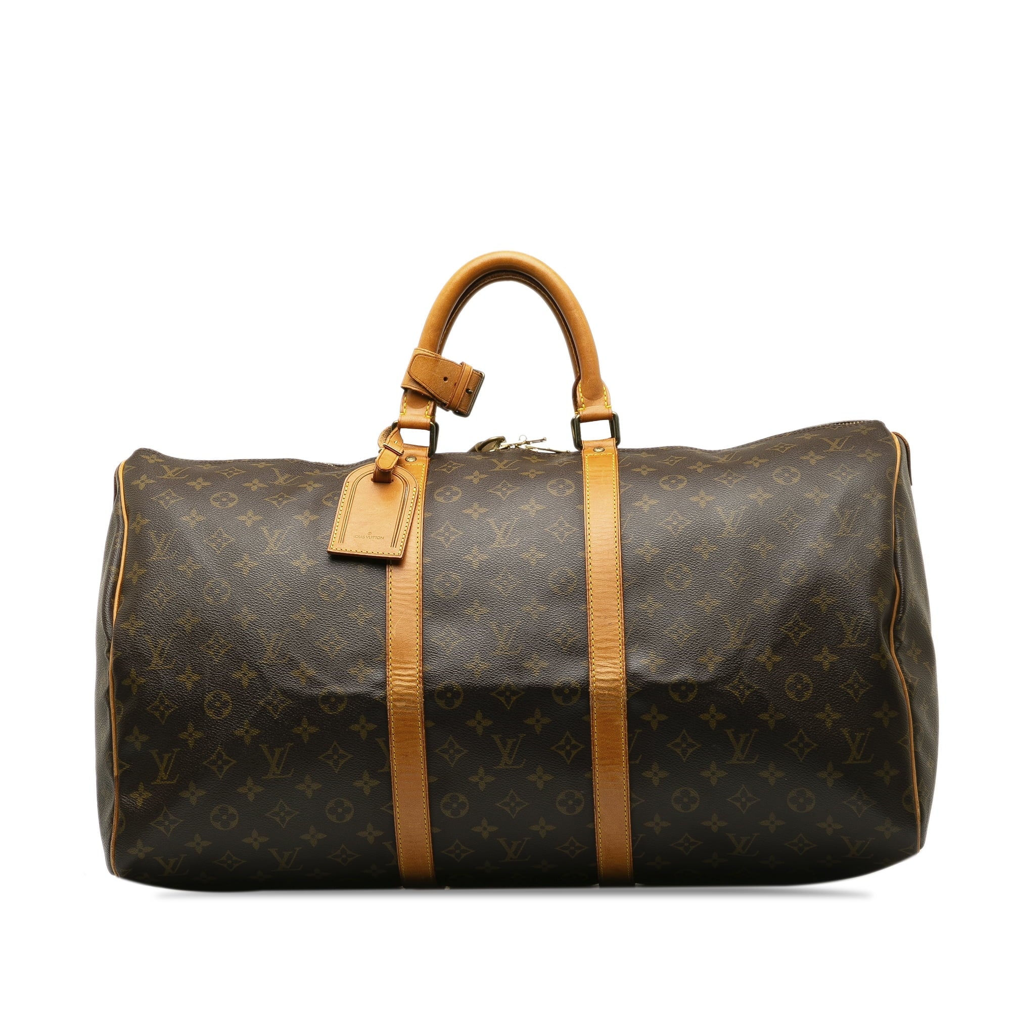 Pre-Owned Authenticated Louis Vuitton Monogram Keepall 55 Canvas Brown Travel Bag WeekenderBag Unisex (Fair)