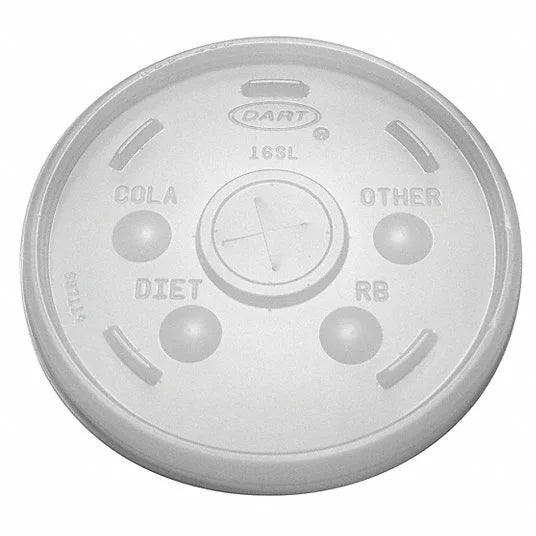 Lid for 12 to 24 oz. Hot/Cold Cup, Flat, Identification Buttons, Straw Slot, Clear, Pk1000