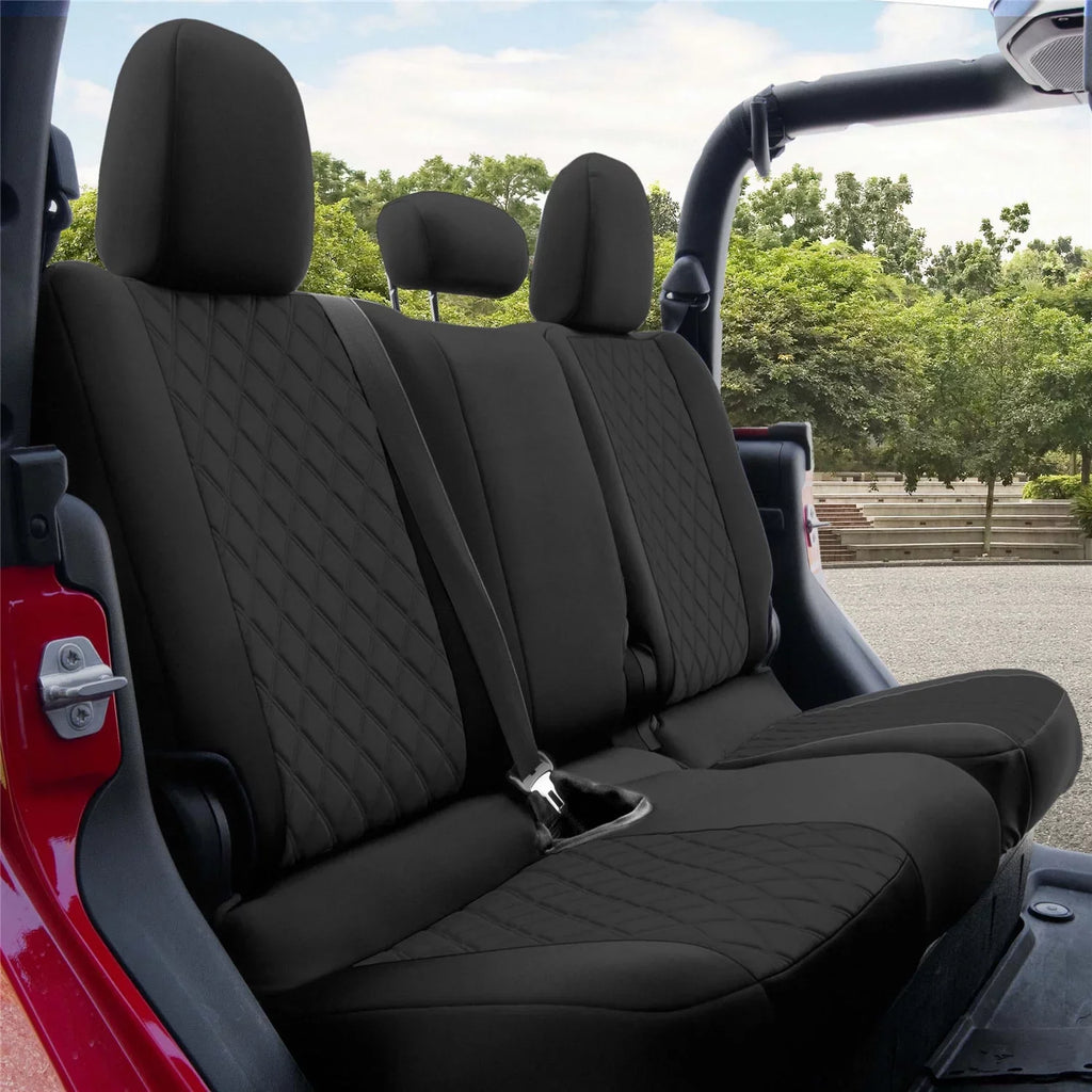 Group Neoprene Car Seat Covers for 2020-2024 Jeep Gladiator, Custom Fit Black Rear Set with Air Freshener