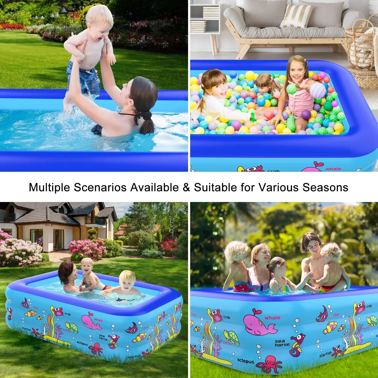 Inflatable Pool 83 * 57 * 26 inch, 3-Story Large Children's Family Lounge Swimming Pool