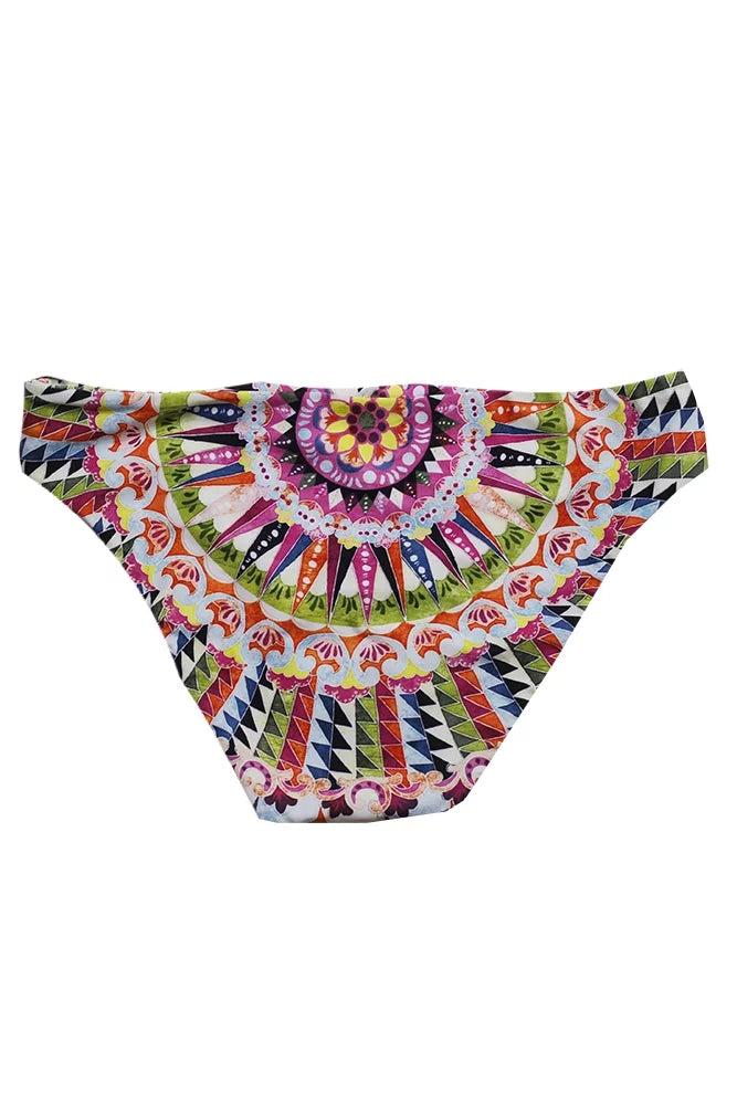 Bar Iii Pink Multi Cartwheels Printed Reversible Cutout Bikini Bottom