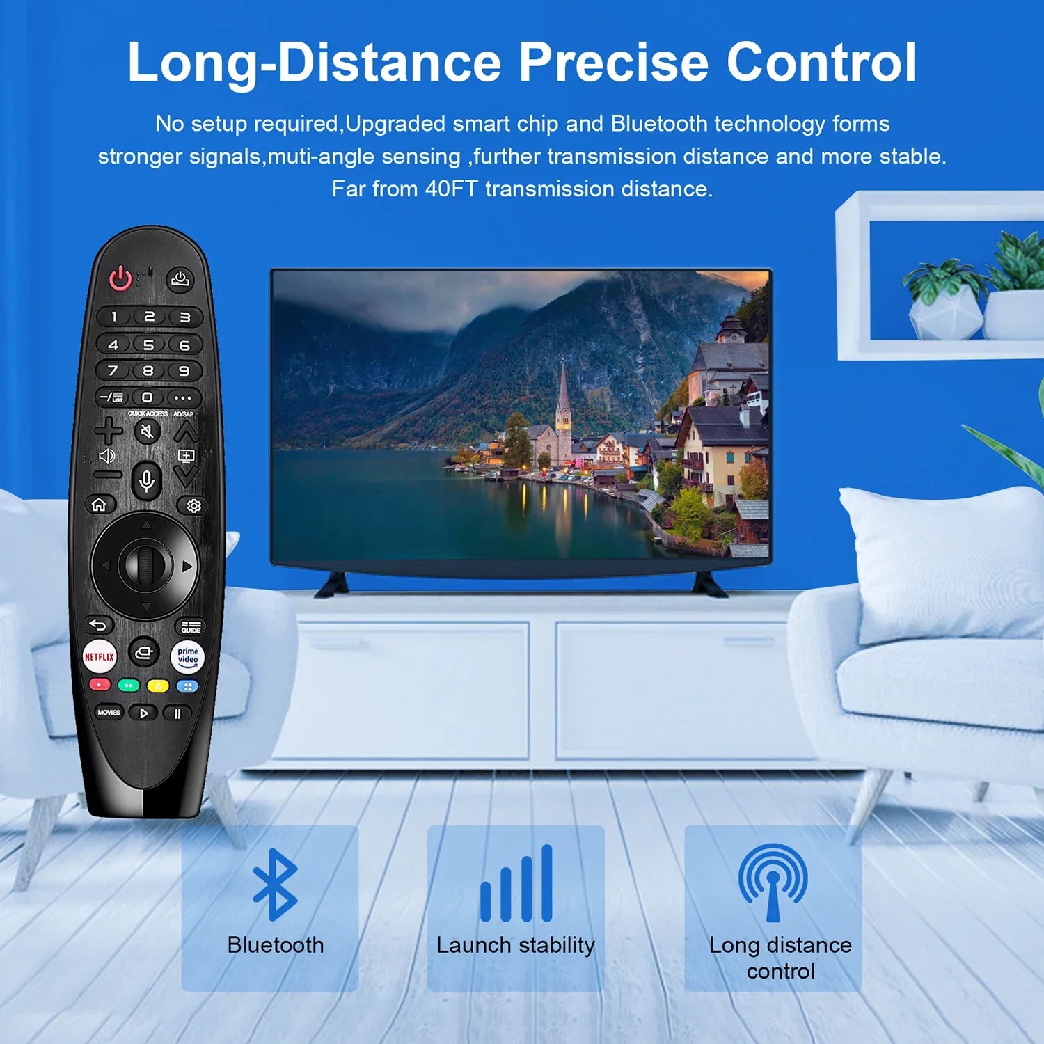 '- New Voice Magic Replacement Remote Control for     NanoCell 4K 8K Models Netflix and Prime Video Hot Keys, Google/Alexa, with Pointer Function