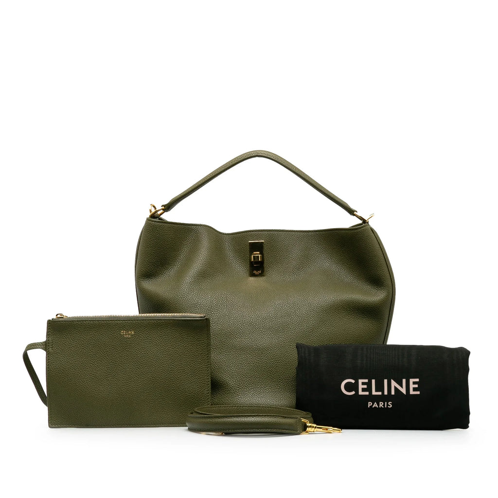 Pre-Owned Authenticated Celine Teen Bucket 16 Calf Leather Green Bucket Bag DrawstringBag Unisex (Good)
