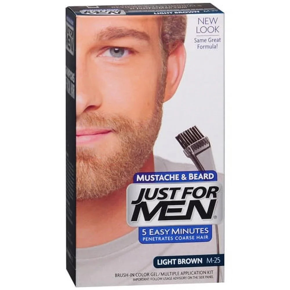 Just For Men Brush-In Mustache, Beard And Sideburns, Light-Medium Brown - Kit, 2 Pack