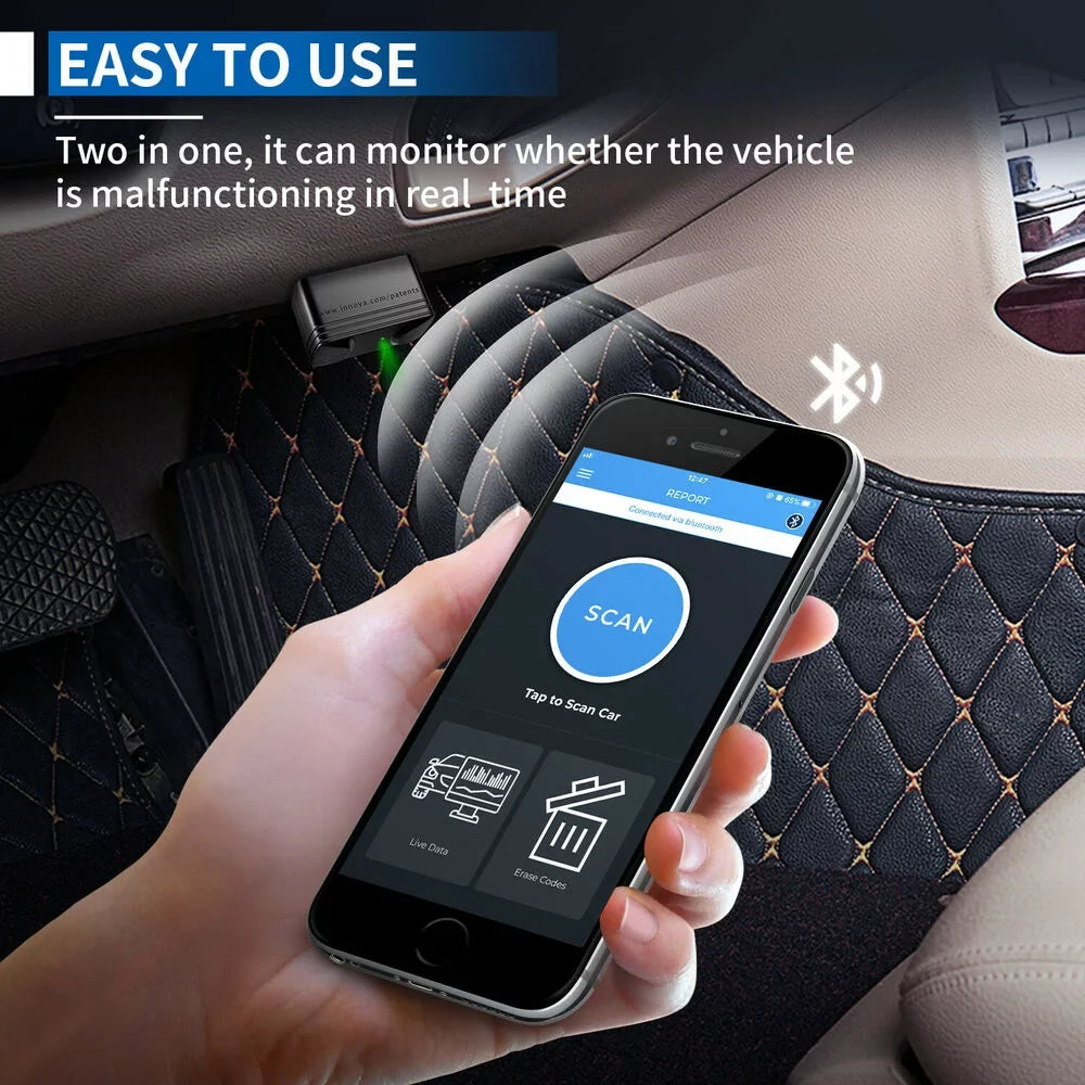 Innova 6000P Bluetooth Wireless  Car Code Reader Check Engine Light   Airbag System Automotive Diagnostic Tool  Scanner 12V Vehicle Read Clean Code Scanner for  and Android Phones