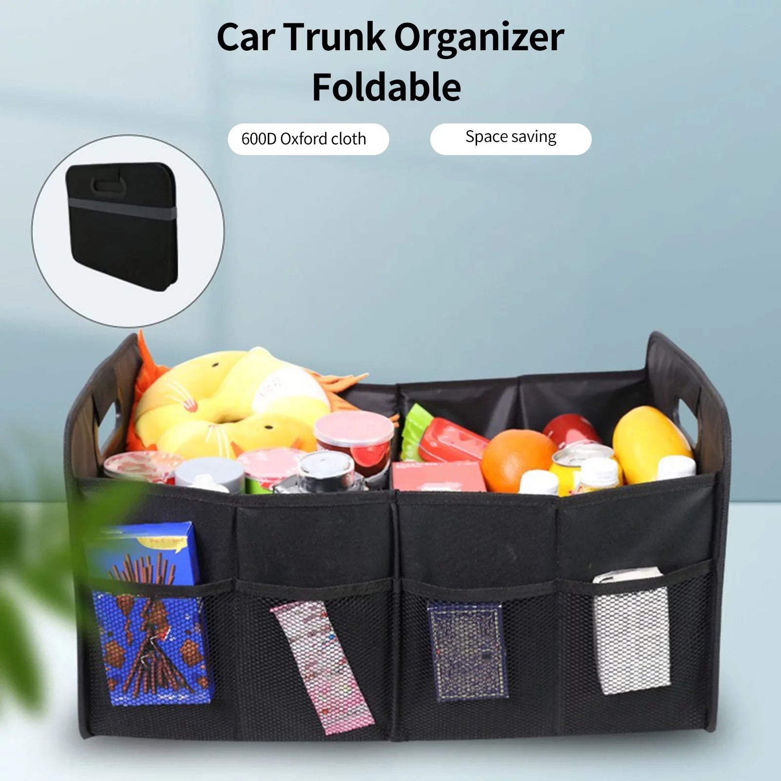 moobody Car Trunk Organizer Car Trunk Storage Box Automotive Cargo Organizer Oxford Cloth Folding Car Storage Box 55L