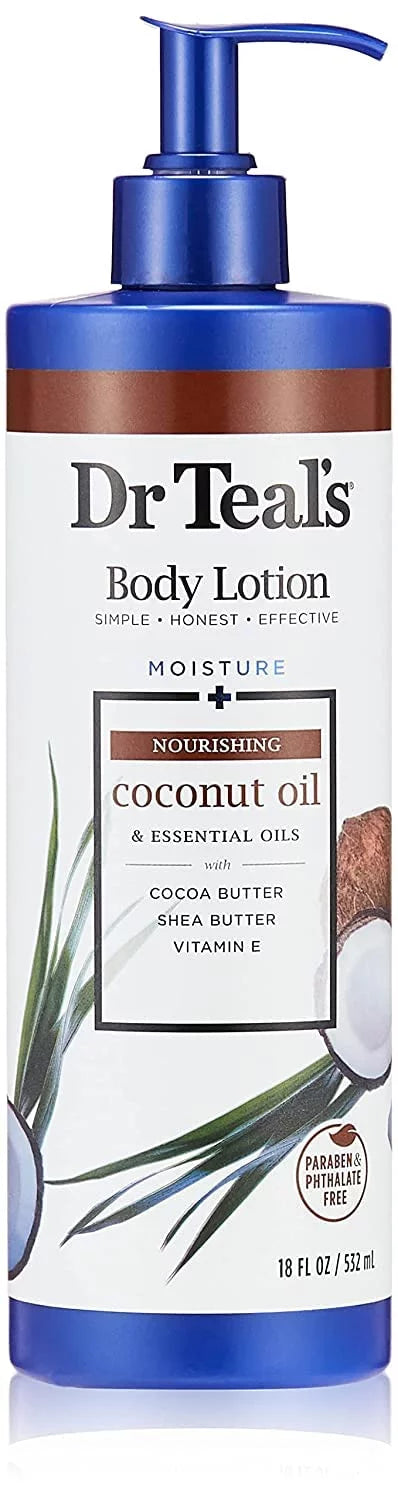 Dr Teals Moisture Plus Nourishing Body Lotion, Coconut Oil, 18 Oz, 3 Pack