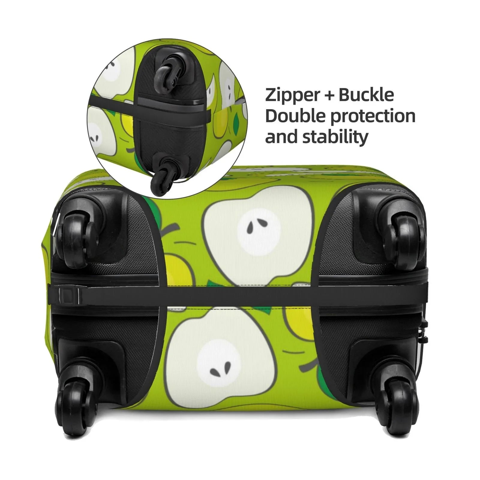Junzan Green Apple Print Washable Luggage Cover - Fashion Suitcase Protector Fits 18-32 Inch Luggage