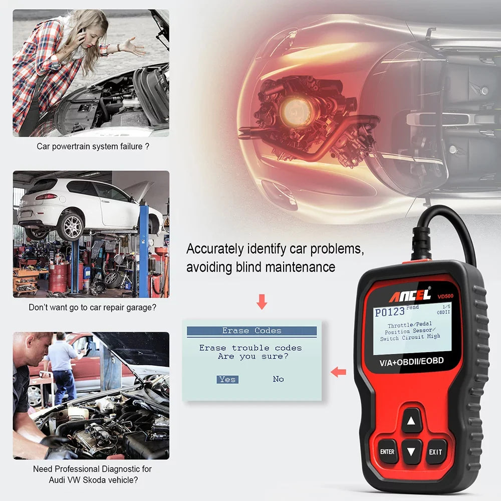 Ancel All System     Oil Automotive  Scanner   Throttle Adapation Code Reader for  Audi Skoda Seat Diagnostic Tool