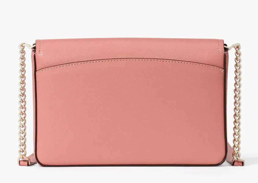 Kate Spade Spencer Flap Chain Wallet Crossbody Bag Serene Pink Saffiano Leather