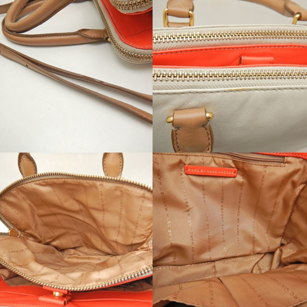 Pre-Owned    Handbag Leather Grey Orange 251616 (Good)