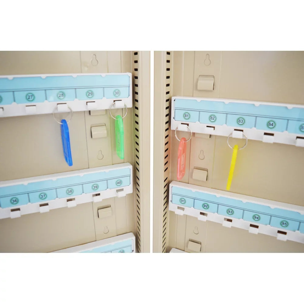 Key Cabinet 100 Hooks Lock Box Wall Mount Key Organizer Beige