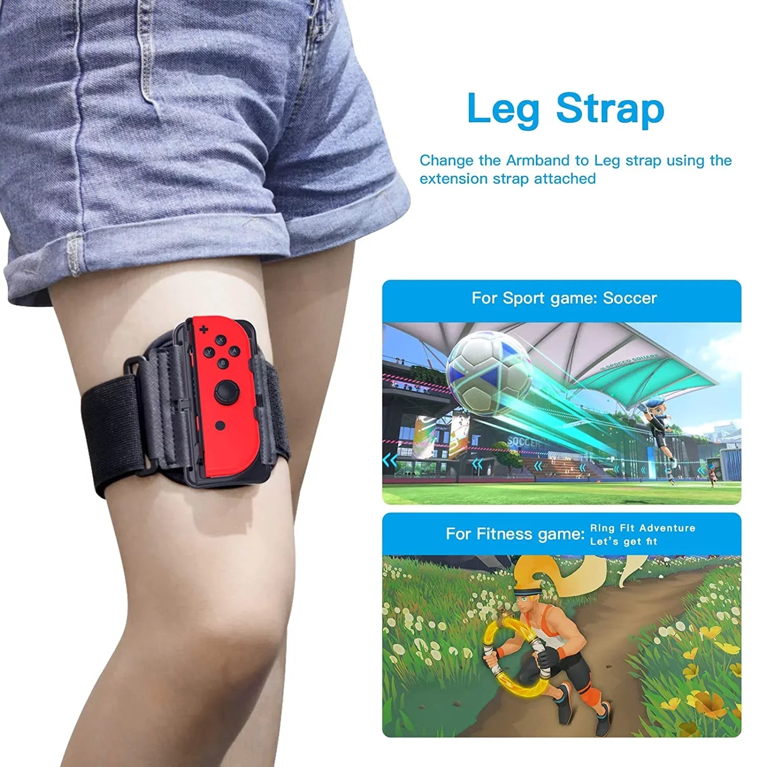 New Upgrade 2-in-1 Arm and Leg strap Compatible with Nintendo Switch Sports/Ring Fit Adventure/Just Dance