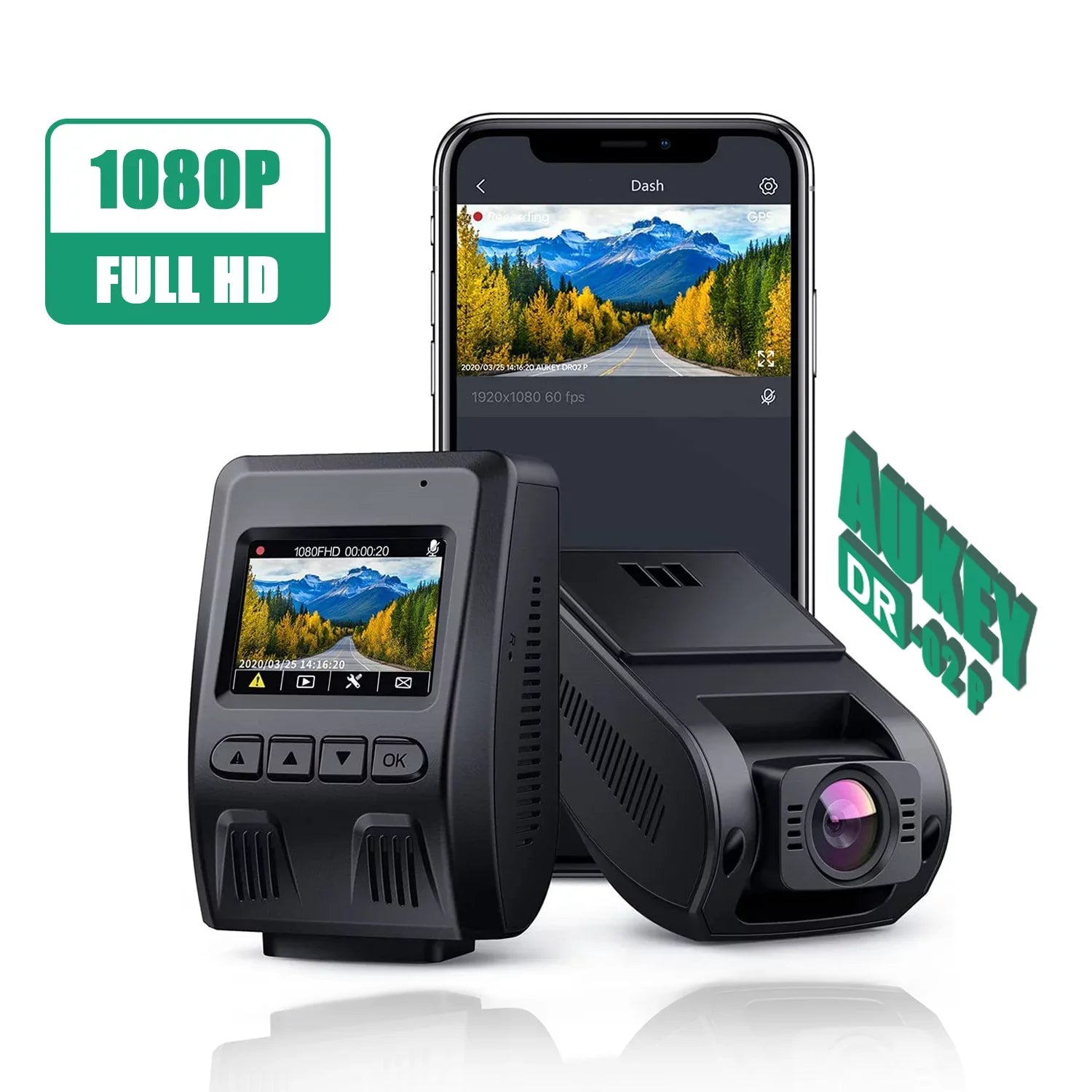 Wifi Dash Cam, 1080P  Dash Camera for Cars, 6-Lane 170-Degree Wide Angle Lens Car Camera, Black-