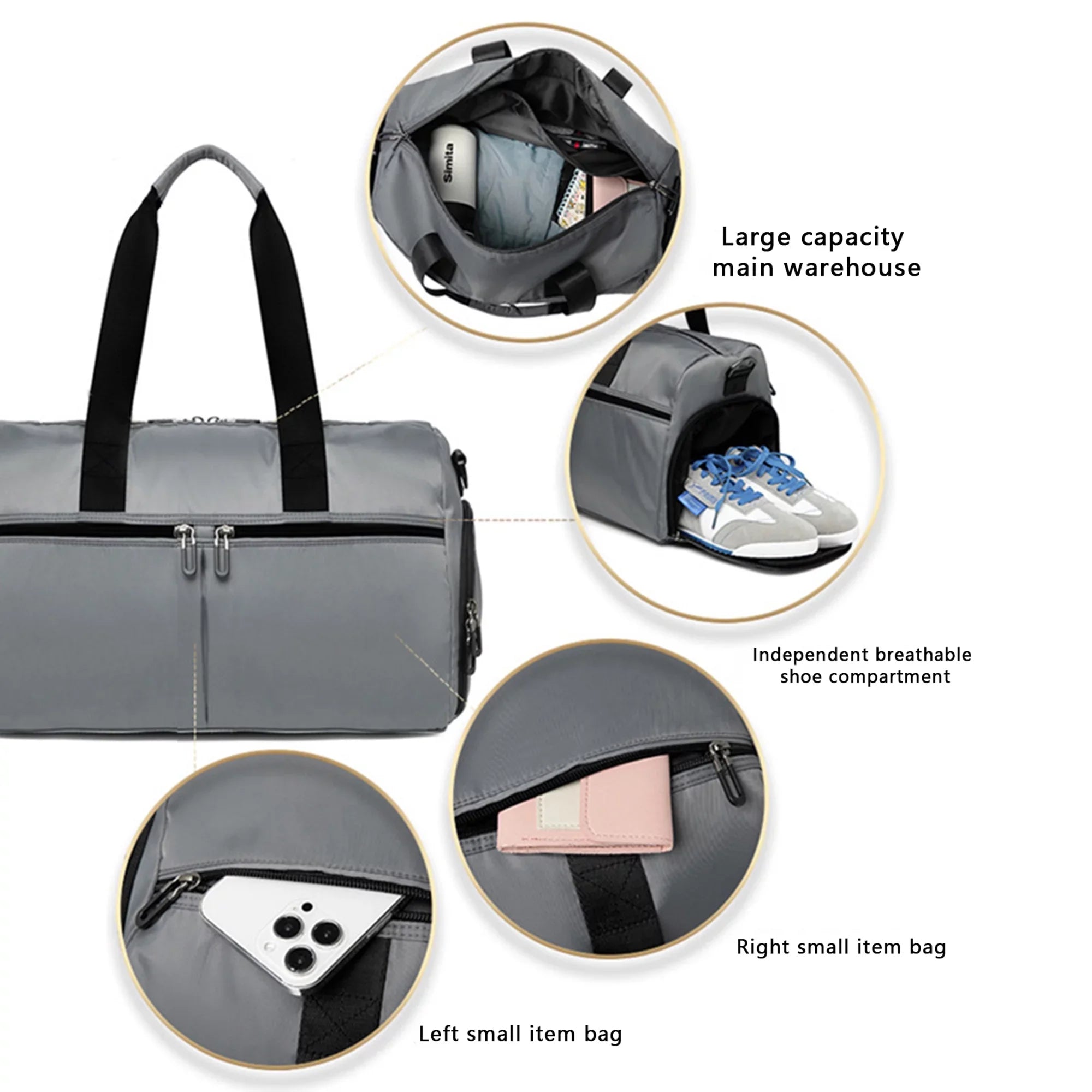 Tsseiatte Travel Duffel Bag for Women Men Overnight Bag Small Sports Bag with Dry Wet Pocket and Shoes Compartment