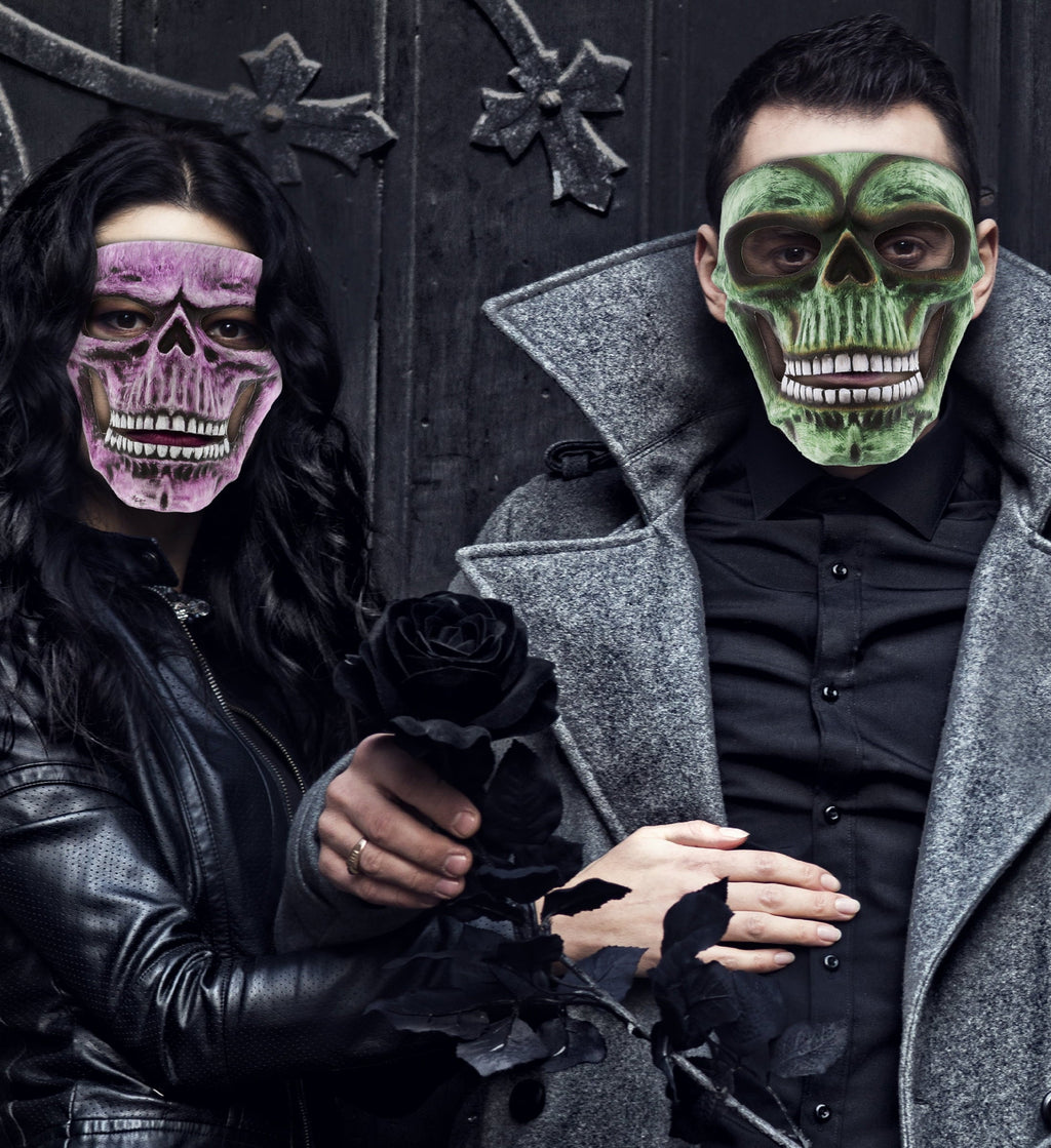 Attitude Studio Pink Skeleton Mask - Costume Skull Mask for Men and Women, Steampunk Inspired Full Face Mask Costume Accessory, Perfect for Halloween, Parties, Conventions, and Horror-Themed Events