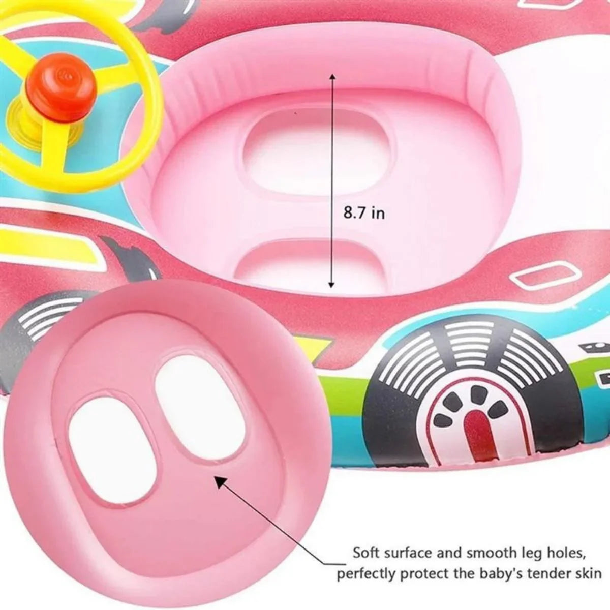 LiebeRen Baby Lnflatable Swimming Ring Kids Toddler Pool Floats Airplane Swimming Float Seat Boat with Steering