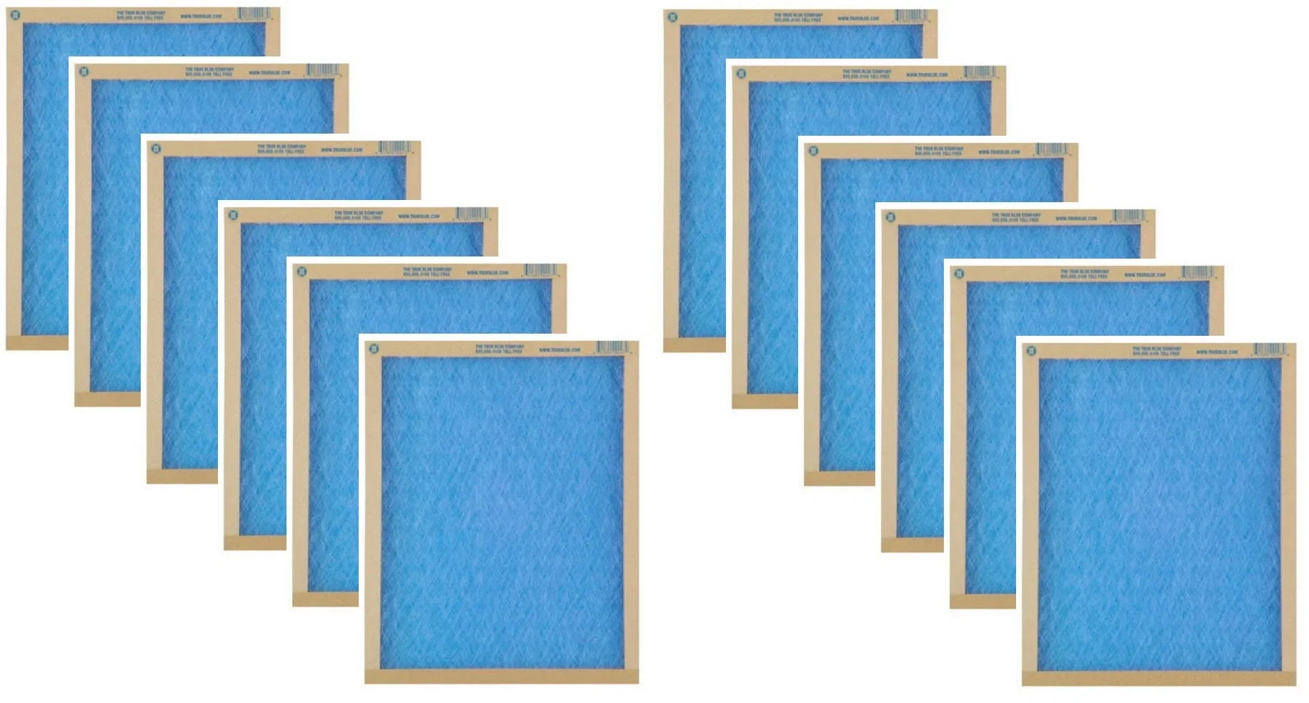 True Blue 110301 10" x 30" x 1" Flat Panel Spun Fiberglass Disposable Furnace Air Filter  2 - Quantity of 12