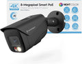 Amcrest 4K  PoE  Camera UltraHD 8MP Security Outdoor Camera,  129°, 49ft Color Nightvision, Human & Vehicle Detection,  Weatherproof, 4K (3840x2160) @15fps, Black, -2796EB-