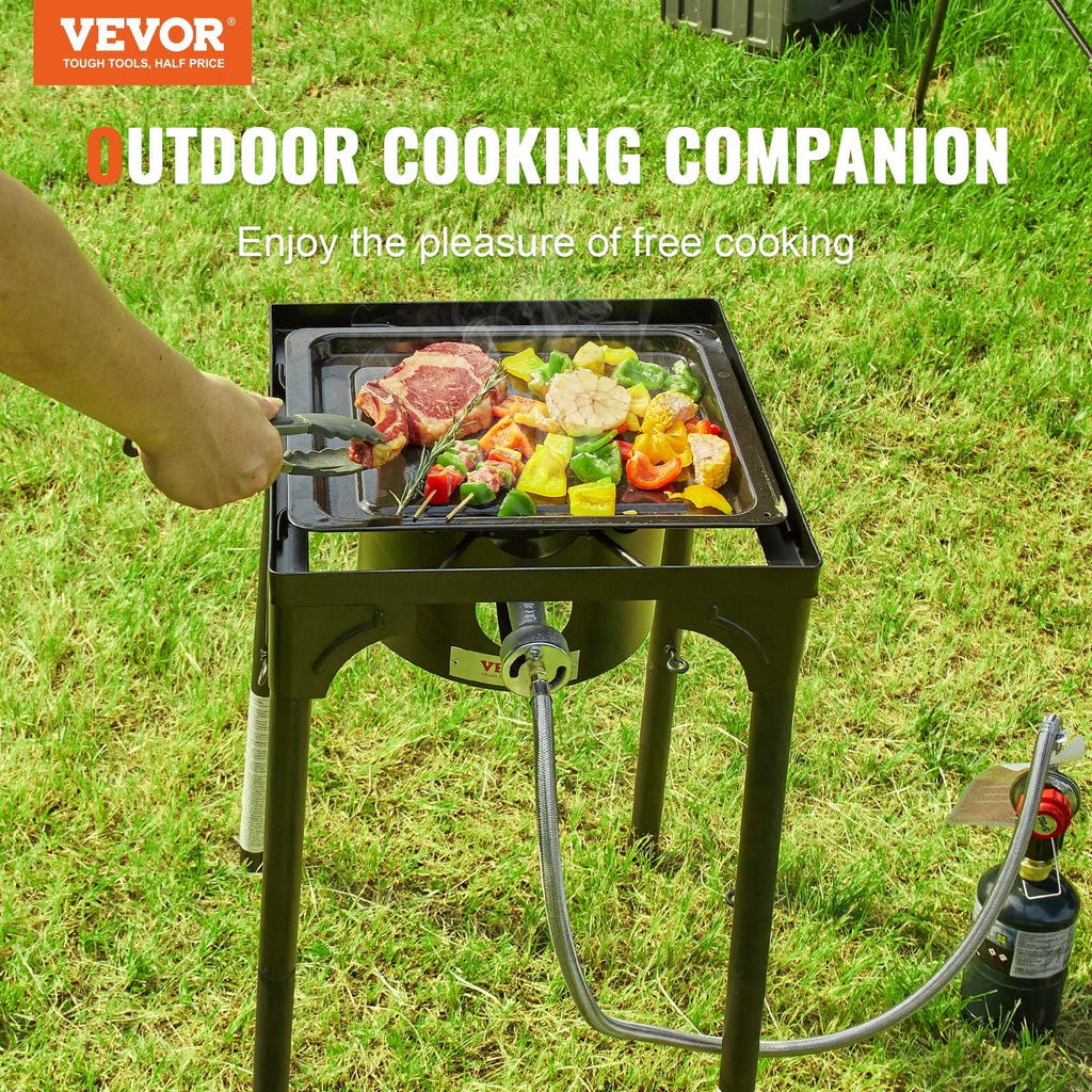 Single Burner Outdoor Camping Stove Cooking Stove Portable  Gas Cooker Heavy Duty Gas Cooker w/Detachable Legs Stand & Adjustable  Regulator, Propane Burners 30000BTU