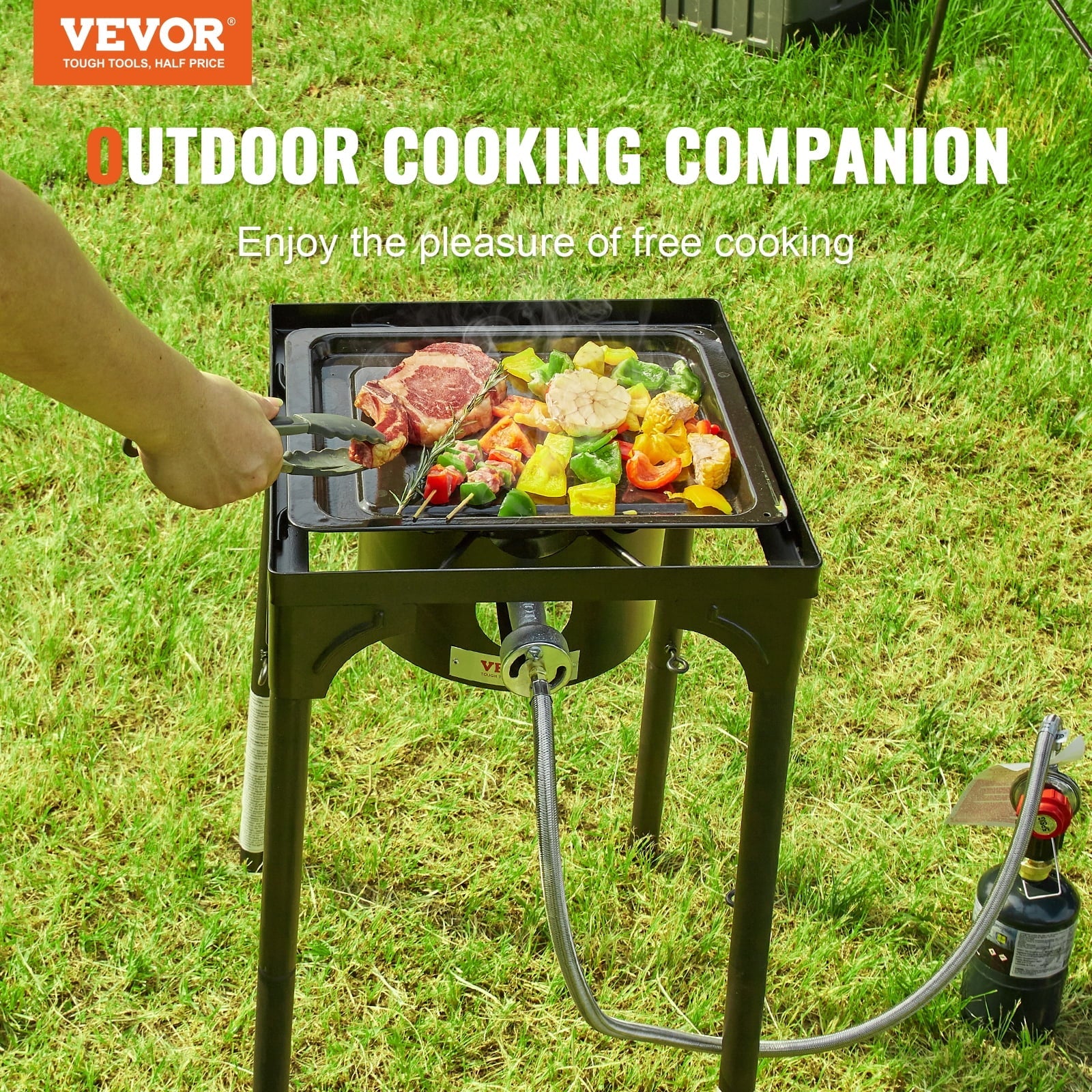 Single Burner Outdoor Camping Stove Cooking Stove Portable  Gas Cooker Heavy Duty Gas Cooker w/Detachable Legs Stand & Adjustable  Regulator, Propane Burners 30000BTU