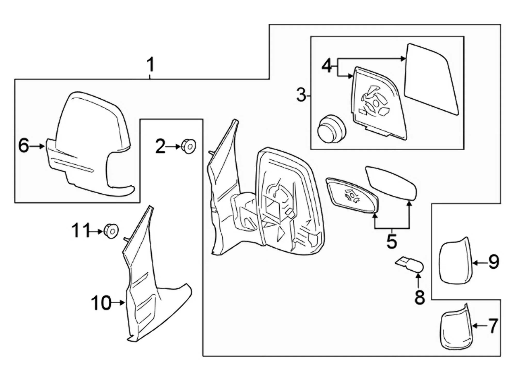 New Genuine Ford Transit Front Door Mirror Rear View Outer Left (2022-2023)