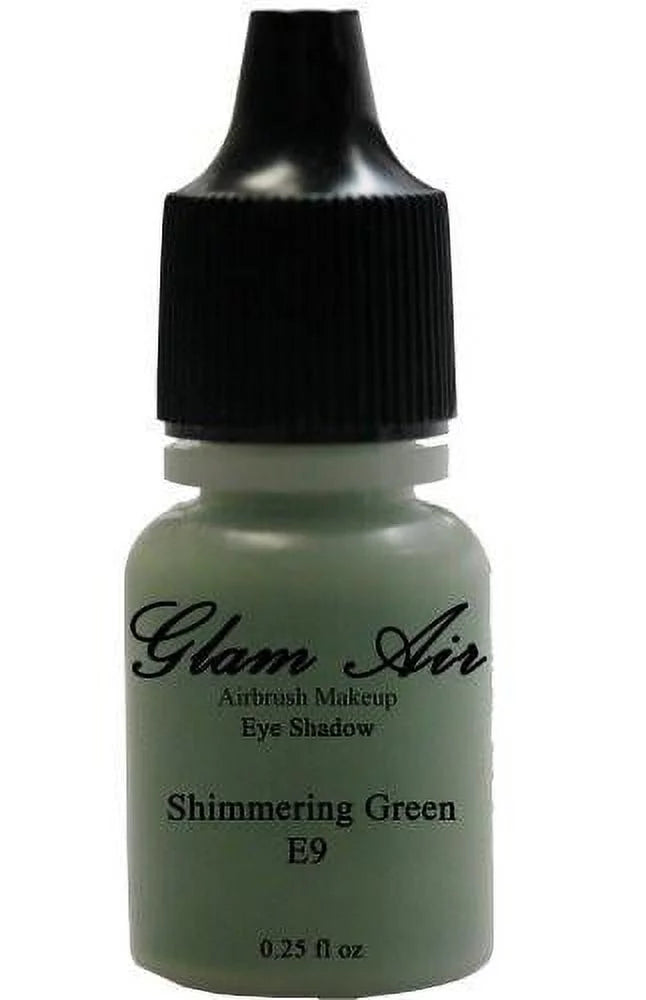 Glam Air Set of Three (3) s- Fair Gold E4Copper Cocoa, &amp; E9shimmery Green,  Airbrush Water-based 0.25 Fl. Oz. Bottles of Eyeshadow Shimmery Green, Copper Cocoa, Fair Gold
