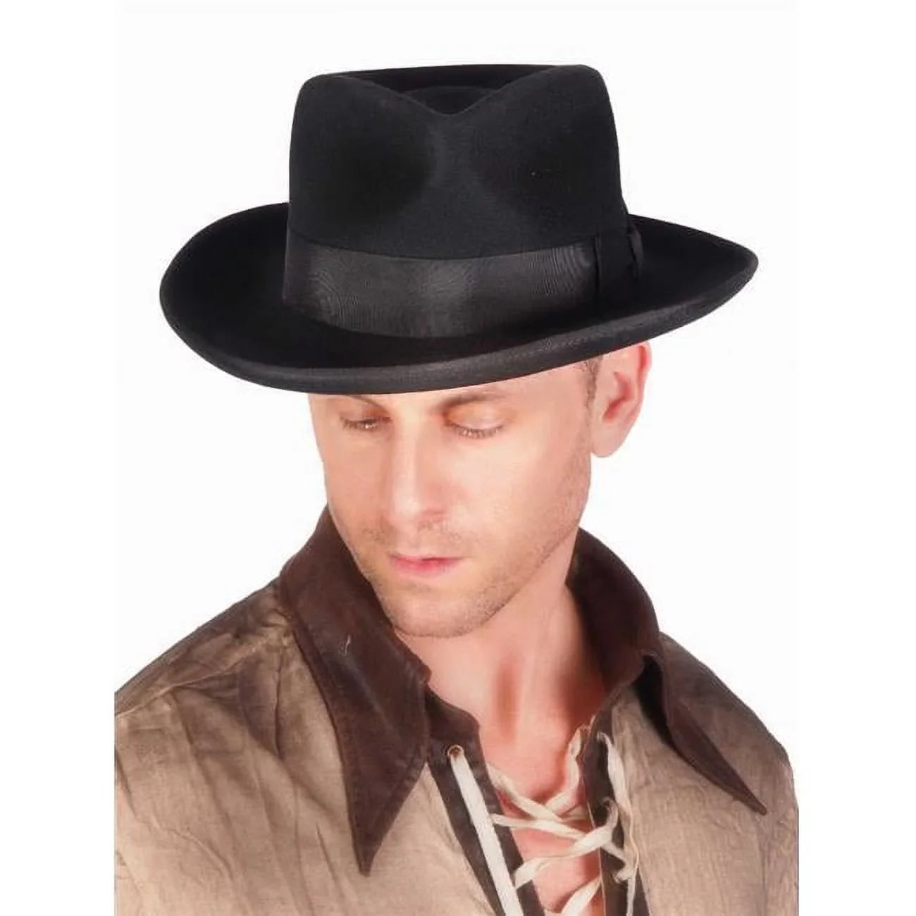Western Fashion 69527- 100 Percent Wool Felt Zoot Big Round Brim Hat, Black - Large