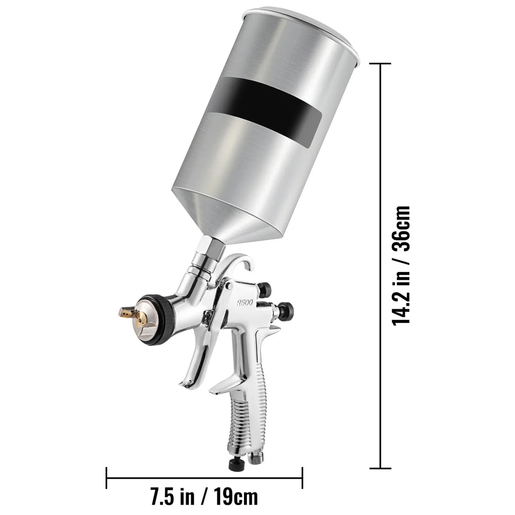 Spray Gun, High Performance Automotive Gravity Feed Spray Gun with 1.3mm 1.4mm 1.8mm Stainless Steel Nozzles, 1000cc Aluminum Cup for Auto Paint, Primer, Clear/Top Coat & Touch-Up