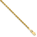 Real 14kt Yellow Gold 2.25mm Diamond Cut Rope with Lobster Clasp Chain Chain Bracelet; for Adults and Teens; for Women and Men