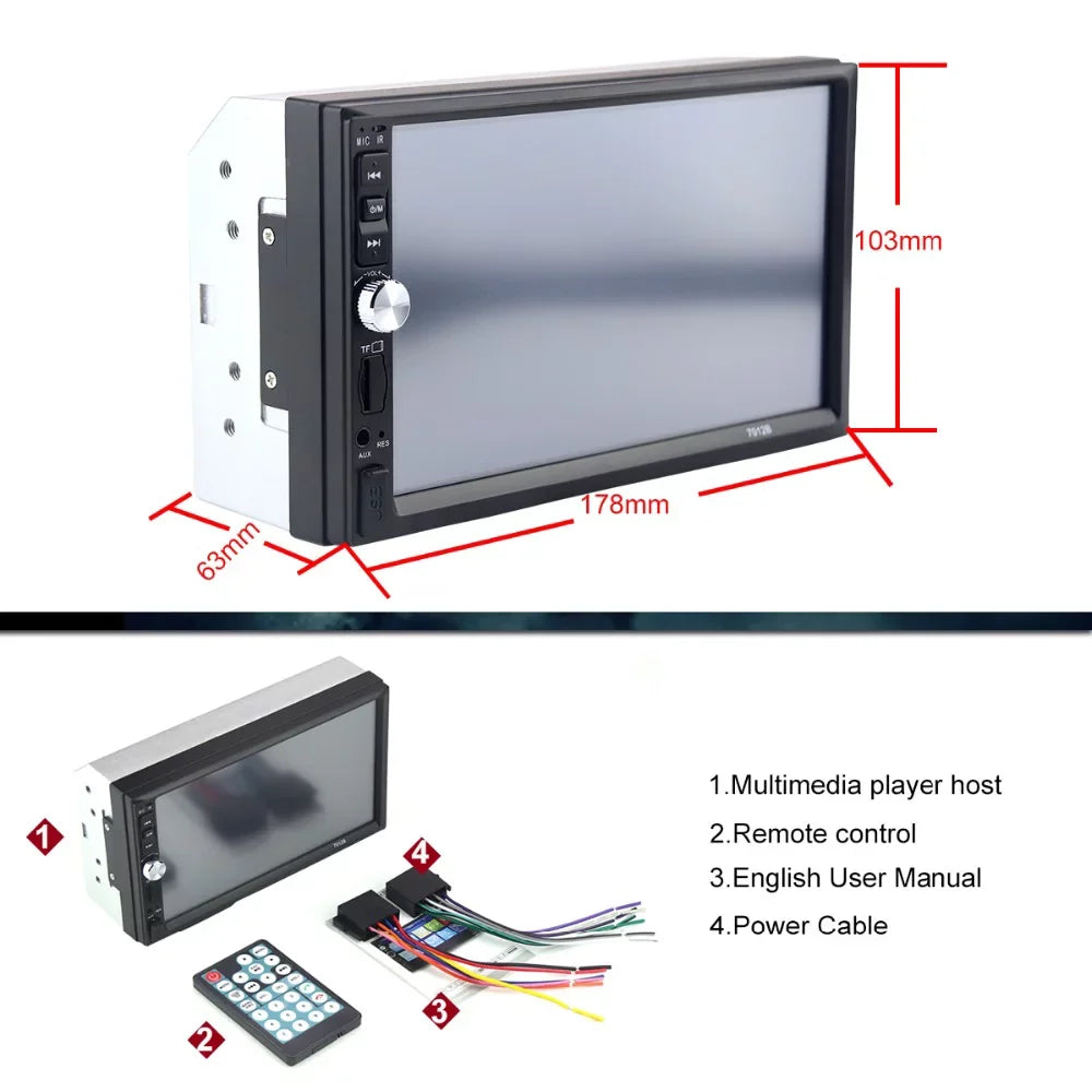 Polarlander Car Stereo Car Audio Double Din 7-inch  Touch Screen Car radio Player with Multimedia     /4/3 mirror link function Bluetooth with 4LED backup camera